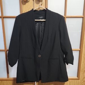 Torrid Classic Black Blazer With Toggle Button And 3/4 Ruched Sleeves